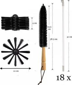 Schoorsteenveegset - 8 Meter - 2 Borstelkoppen - Professioneel - Schoorsteen Borstel - Veegkit - Haardset Voor Houtkachel - Flexibel - Schoorsteenveger - Pelletkachel Accessoires - Schoorsteen Reiniger - Geschikt Voor Boormachines -Schone Winkel 1016x1200