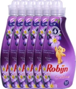 Robijn Creations Wasverzachter VOORDEELVERPAKKING 6X 1,25L. 300 Wasbeurten "Paarse Orchidee & Bosbessen" -Schone Winkel 1027x1200