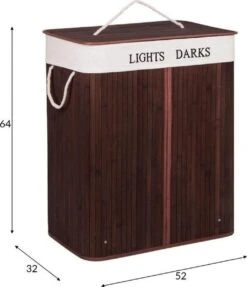 Springos Dubbele Wasmand | 2 Vakken Met Deksel | Opvouwbaar | 100 Liter | Met Uitneembare Waszak | Wasmand | Bruin -Schone Winkel 1033x1200 3