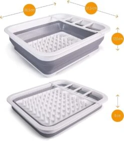 Amazy Afdruiprek Opvouwbaar & Bpa-vrij - Afdruiprek Voor Het Drogen Van Bestek, Borden, Glazen & Flessen - Afdruipmat In Grijs-wit Van Kunststof & Silicone Voor Gootsteen, Spoelbakken, Keuken -Schone Winkel 1054x1200 3