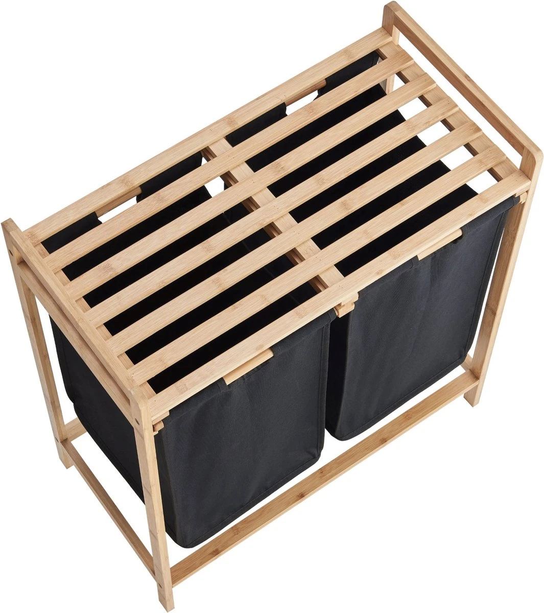 ACAZA Wasmand Met 2 Uitschuifbare Waszakken - Wassorteerder - 44 Liter - Bamboe - 73.5x64.5x33 Cm - Zwart 6 ACAZA Wasmand Met 2 Uitschuifbare Waszakken - Wassorteerder - 44 Liter - Bamboe - 73.5x64.5x33 Cm - Zwart - Afbeelding 4