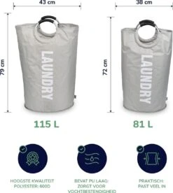 Wonair Wasmand – Wasbox - Wastas - Laundry Wasmand - Opvouwbaar – 81L – Lichtgrijs -Schone Winkel 1075x1200 4
