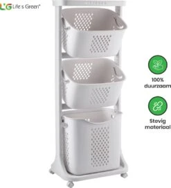 Life’s Green® - Wasmand - Wasmand 3 Vakken - Wassorteerder - Ophangbaar