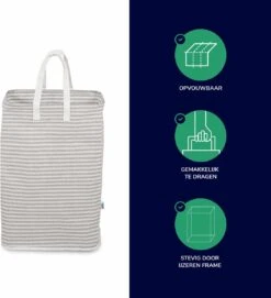 Wonair - Wasmand - Opberger - Organizer - Wastas - Opvouwbaar - Met Hengsel - Grijs - 72L -Schone Winkel 1095x1200 6