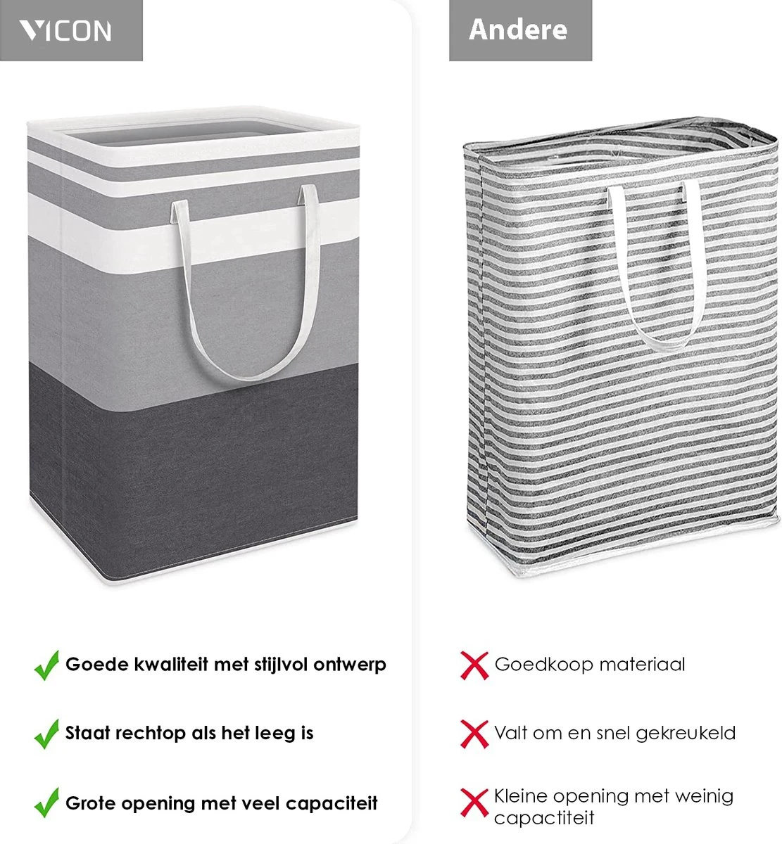 Draagbare Wasmand Met Versterkte Handgrepen - Set Van 3 X 75L Inhoud - Opvouwbaar - Waszakken Voor Wasgoed - Wassorteerder - Organizer Kleding - Wasbox 8 Draagbare Wasmand Met Versterkte Handgrepen - Set Van 3 X 75L Inhoud - Opvouwbaar - Waszakken Voor Wasgoed - Wassorteerder - Organizer Kleding - Wasbox - Afbeelding 6