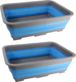 1x Grijs/blauwe Opvouwbare Afwasbak 37 X 28 Cm - Keukenbenodigdheden - Afwassen - Afwasbakken/afwasteilen/afdruiprekken Opvouwbaar -Schone Winkel 1113x1200 3