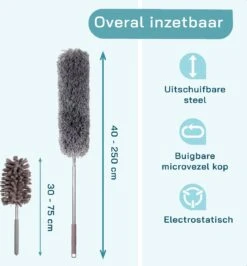 ForDig 7-Delige Plumeau Set - Duster Met Telescoopsteel Uitschuifbaar Tot 250 Cm - Inclusief Ragebol / Voegenborstel / Microvezel Doek / Chenille Borstel - Wasbaar - 360 Graden Draaibaar -Schone Winkel 1113x1200 4