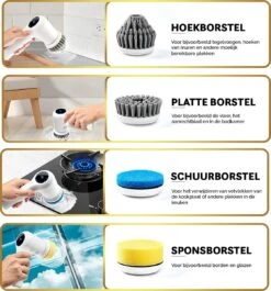 MostEssential Premium Elektrische Schoonmaakborstel 2023 Model – Elektrische Schrobber - Schrobborstel - Poetsmachine – Voor Badkamer Of Keuken - Inclusief 4 Borstelkoppen -Schone Winkel 1117x1200 4