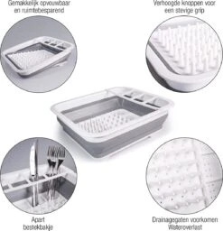 Amazy Afdruiprek Opvouwbaar & Bpa-vrij - Afdruiprek Voor Het Drogen Van Bestek, Borden, Glazen & Flessen - Afdruipmat In Grijs-wit Van Kunststof & Silicone Voor Gootsteen, Spoelbakken, Keuken -Schone Winkel 1160x1200 1