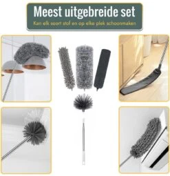 Livv Goods Telescopische Plumeau Set Met Telescoopsteel - 5 In 1 - Tot 250 Cm Uitschuifbaar - Duster - Stoffer -Schone Winkel 1163x1200 1