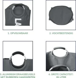 Wonair Wasmand – Waszak – Laundry Basket - Opvouwbaar – 81L - Donkergrijs -Schone Winkel 1164x1200 8