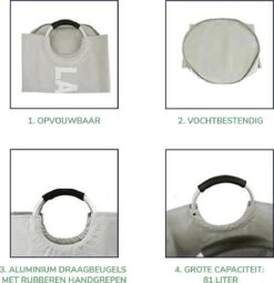 Wonair Wasmand – Wasbox - Wastas - Laundry Wasmand - Opvouwbaar – 81L – Lichtgrijs -Schone Winkel 1164x1200 9