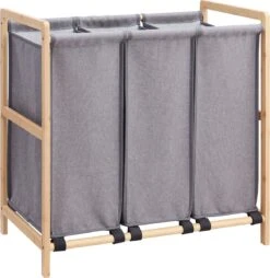 ACAZA Wasmand - Wassorteerder Met 3 Vakken - Stof / Bamboe - Grijs -Schone Winkel 1165x1200 3