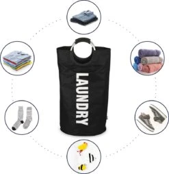 Wonair Wasmand – Waszak – Laundry Bag - Wassorteerder - Opvouwbaar – 81L – Zwart -Schone Winkel 1168x1200 3