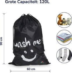 Wonair - Grote Waszak - Laundry Bag - Wash Me - 60x90cm - Zwart - Met Trekkoord -Schone Winkel 1178x1200 1