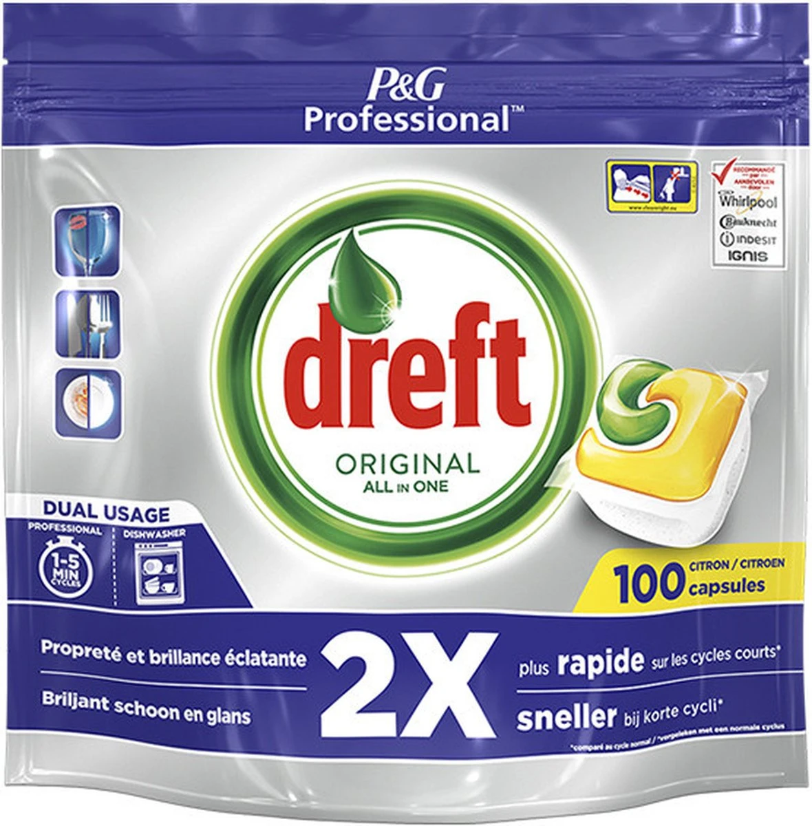 Dreft - Original - All In One - Vaatwastabletten - Citroen - 100 Stuks 3 Dreft - Original - All In One - Vaatwastabletten - Citroen - 100 Stuks