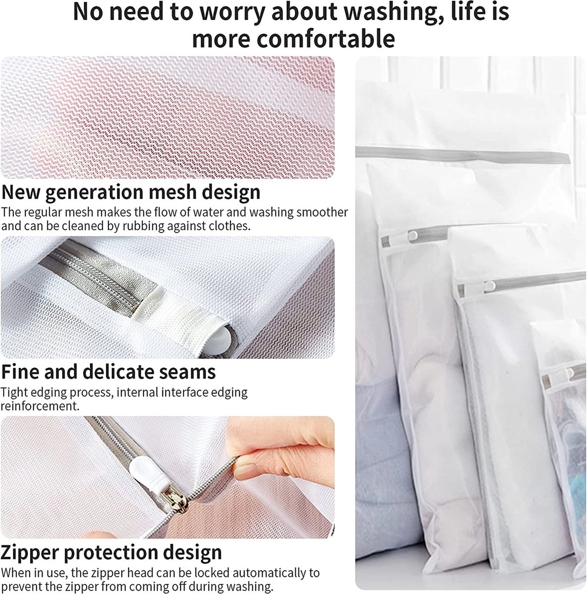 BOTC Waszakken - Wasnetten - Set Van 5 - Bescherm Je Wasgoed En Wasmachine - Transparant 5 BOTC Waszakken - Wasnetten - Set Van 5 - Bescherm Je Wasgoed En Wasmachine - Transparant - Afbeelding 3