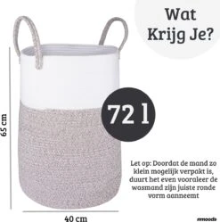 Mmoods Wasmand Katoen 72 Liter - Opbergmand Speelgoed - Wassorteerder Met Handvaten - Wasbox Badkamer - Mand Rond Badkamer Grijs -Schone Winkel 1192x1200 8