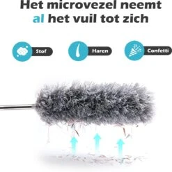 JUST23 Plumeau Uitschuifbaar Met Telescoopsteel – 60 Tot 140 Cm – Ragebol – Stoffer – Duster – Grijs – Incl. Microfiber Doek -Schone Winkel 1194x1200 8