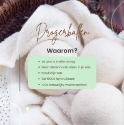Geniet Van Gemak® | Herbruikbare Wollen Drogerballen | Wasbollen | Schaapswol | Duurzame En Energiebesparende Wasballen | 6 XL Drogerballen -Schone Winkel 1195x1200