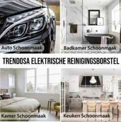 Trendosa Elektrische Schoonmaakborstel - Elektrische Schrobborstel - Poetsmachine - Handborstel - Scrubber- De Badkamer/Keuken/Auto- 10 Opzetstukken Geel -Schone Winkel 1196x1200 2