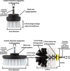 Kibani 3 Delige Borstelset Voor Boormachine - Wit - Voor Wielen, Tapijt En Bekleding - Schrobborstel – Boorborstel – Schuurborstel - Borstel Boormachine – Schoonmaakborstel – Reinigingsborstel – Tapijtreiniger - Borstelset -Schone Winkel 1197x1200 9