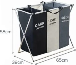 Moderne Wasmand Met 3 Vakken - Aluminium Wassorteerder - Opvouwbaar - 118L - Laundry Basket -Schone Winkel 1200x1027 2