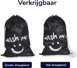 Wonair - Waszak Groot - 60x90cm - Zwart - Met Trekkoord En Draagband -Schone Winkel 1200x1069