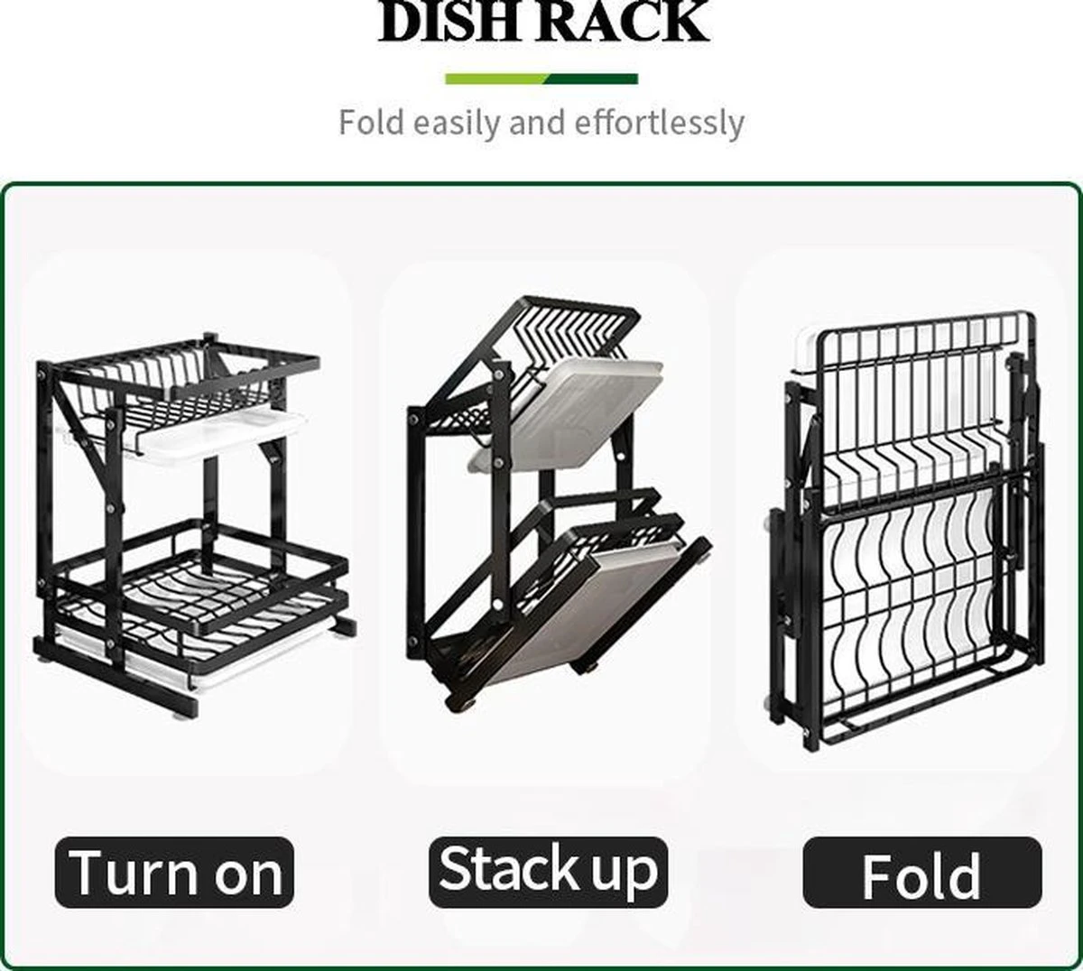 TammaT - Afdruiprek Met Lekbak 2 Laags – Inklapbaar - Afwasrek – Met 2 Lekbakken – Extra Accessories Voor Servies En Snijplanken - RVS - 38x35x26,5cm 12 TammaT - Afdruiprek Met Lekbak 2 Laags – Inklapbaar - Afwasrek – Met 2 Lekbakken – Extra Accessories Voor Servies En Snijplanken - RVS - 38x35x26,5cm - Afbeelding 10