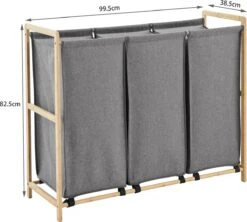 ACAZA Grote Wassorteerder Met 3 Vakken - XL Wasmand - Stof / Bamboe - Grijs -Schone Winkel 1200x1078 1