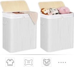 IBella Living - Wasmand Met 2 Vakken - Bamboe Wassorteerder - 100 Liter Wit 15 IBella Living - Wasmand Met 2 Vakken - Bamboe Wassorteerder - 100 Liter Wit -Schone Winkel 1200x1090 3