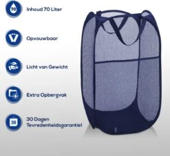 Allsa Wasmand - Opvouwbare Wasmand - 70 L - Extra Opbergvak - Stevig - Blauw -Schone Winkel 1200x1100 8