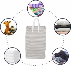 Wonair - Wasmand - Opberger - Organizer - Wastas - Opvouwbaar - Met Hengsel - Grijs - 72L -Schone Winkel 1200x1109 6