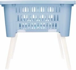 Merkloos Grijs/blauwe Wasmanden Op Poten 38 Liter 60 X 40 X 29 Cm - Kunststof/plastic Draagmand