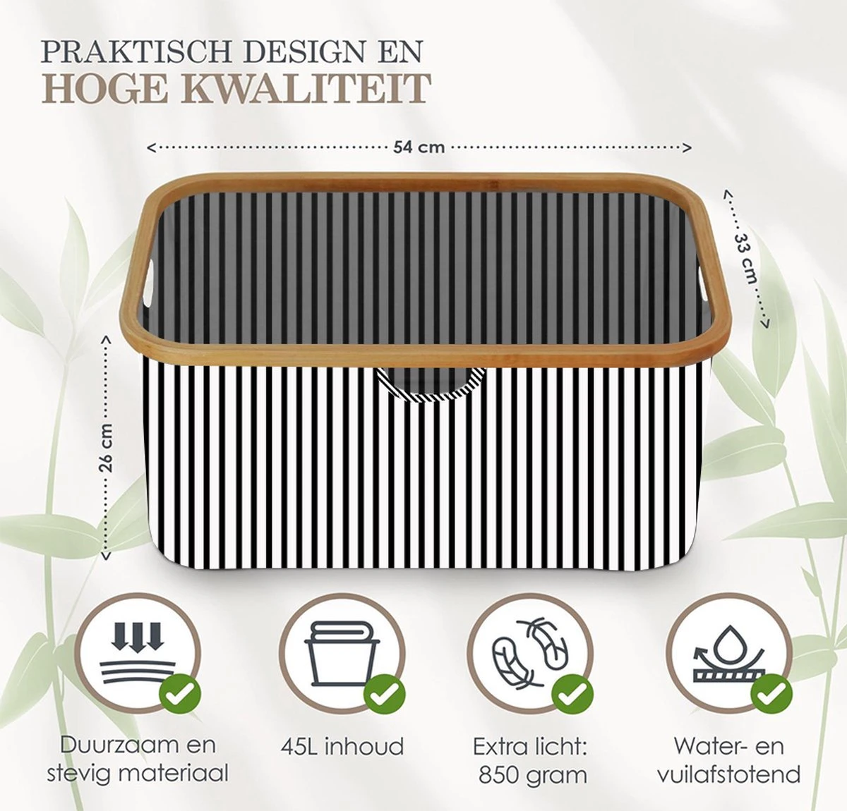 MIRI Opvouwbare Wasmand – Heupwasmand – Gestreept – Wasmanden – Opbergmand – Wasbox – 45L – Bamboe – Laundry Basket 8 MIRI Opvouwbare Wasmand – Heupwasmand – Gestreept – Wasmanden – Opbergmand – Wasbox – 45L – Bamboe – Laundry Basket - Afbeelding 6