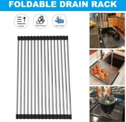 IBright Oprolbare Afdruiprek - Pannen Rooster Hittebestendig - Afdruiprooster - Pannenonderzetter - RVS Zwart 12 IBright Oprolbare Afdruiprek - Pannen Rooster Hittebestendig - Afdruiprooster - Pannenonderzetter - RVS Zwart -Schone Winkel 1200x1155 1
