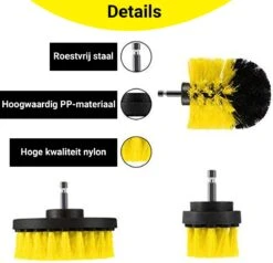 Merkloos 4-delige Borstelset Voor Boormachine - Inclusief Verlengstuk - Opzetborstels - Schrobborstel - Schuurborstel - Schoonmaakborstel - Tapijtreiniger - Brush - Geel - Gratis Verzending -Schone Winkel 1200x1156 7