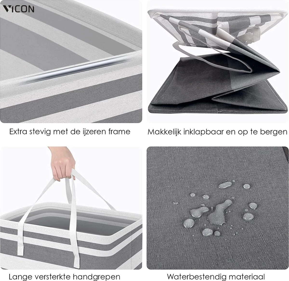 Draagbare Wasmand Met Versterkte Handgrepen - Set Van 3 X 75L Inhoud - Opvouwbaar - Waszakken Voor Wasgoed - Wassorteerder - Organizer Kleding - Wasbox 4 Draagbare Wasmand Met Versterkte Handgrepen - Set Van 3 X 75L Inhoud - Opvouwbaar - Waszakken Voor Wasgoed - Wassorteerder - Organizer Kleding - Wasbox - Afbeelding 2