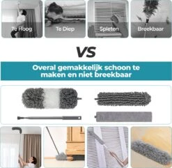 Novabeau® - Telescopische Plumeau – Plumeau Met Telescoopsteel – Ragebol – Uitschuifbaar – Grijs – 3-delige Set -Schone Winkel 1200x1169 12