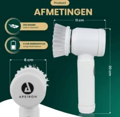 Apeiron Elektrische Schoonmaakborstel - Poetsmachine - Poliermachine - Schrobborstel - Handborstel - Werkborstel - Schrobber - Boorborstel - Wasborstel - Schoonmaakmiddelen - Reinigingsborstel - 3 Opzetstukken -Schone Winkel 1200x1170 7