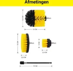 Merkloos 4-delige Borstelset Voor Boormachine - Inclusief Verlengstuk - Opzetborstels - Schrobborstel - Schuurborstel - Schoonmaakborstel - Tapijtreiniger - Brush - Geel - Gratis Verzending -Schone Winkel 1200x1170 8