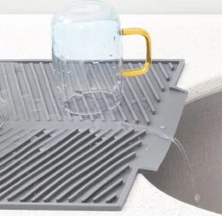 Navaris Siliconen Droogmat Met Afvoer - Aanrecht Droogmat Voor Afwas, Borden, Bestek, Glazen - Grijs -Schone Winkel 1200x1171 3