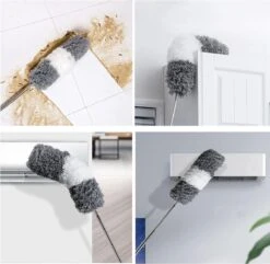 Vannons - Plumeau - Ragebol - Plumeau Uitschuifbaar Tot 245 Cm - Met Telescoopsteel - Wasbaar Microvezel - Grijs Wit -Schone Winkel 1200x1171 4