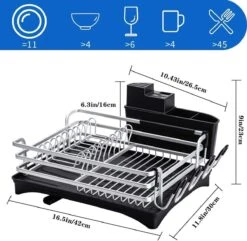 Doogo® Afdruiprek Met Bestekkorf En Lekbak Voor Keukenborden En Bestek Afdruiprek Met Draaibare Uitloop -Schone Winkel 1200x1173 7
