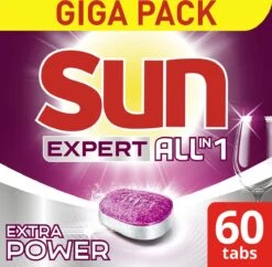 SUN® Sun Expert All-in 1 Vaatwastabletten - 60 Tabletten - Voordeelverpakking -Schone Winkel 1200x1174 2