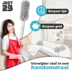JUST23 Plumeau Uitschuifbaar Met Telescoopsteel – 60 Tot 140 Cm – Ragebol – Stoffer – Duster – Grijs – Incl. Microfiber Doek -Schone Winkel 1200x1178 9