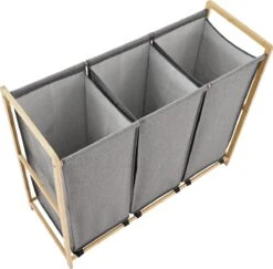 ACAZA Grote Wassorteerder Met 3 Vakken - XL Wasmand - Stof / Bamboe - Grijs -Schone Winkel 1200x1182 10