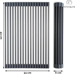 Kitch&Life Afdruiprek Oprolbaar - Mat Zwart - Pannenonderzetter - Afdruipmat - Keukenrek 3-in-1 -Schone Winkel 1200x1185 1