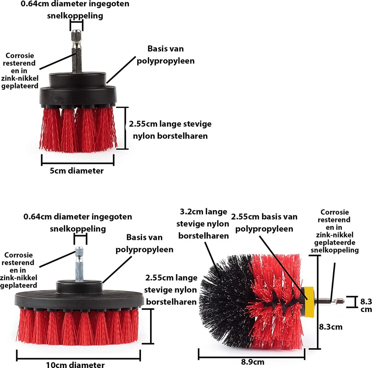 Kibani 3 Delige Borstelset Voor Boormachine - Rood - Voor Beton, Baksteen En Andere Ruwe Oppervlakken - Schrobborstel – Boorborstel – Schuurborstel - Borstel Boormachine – Schoonmaakborstel – Reinigingsborstel – Tapijtreiniger - Borstelset 8 Kibani 3 Delige Borstelset Voor Boormachine - Rood - Voor Beton, Baksteen En Andere Ruwe Oppervlakken - Schrobborstel – Boorborstel – Schuurborstel - Borstel Boormachine – Schoonmaakborstel – Reinigingsborstel – Tapijtreiniger - Borstelset - Afbeelding 6