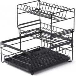 Luxaliving - Metalen Afdruiprek Met Lekbak – Afwas Droogrek – RVS Vaatwasrek – Keuken Droogrek Met Bestekmand – 3 Etages -Schone Winkel 1200x1189 8